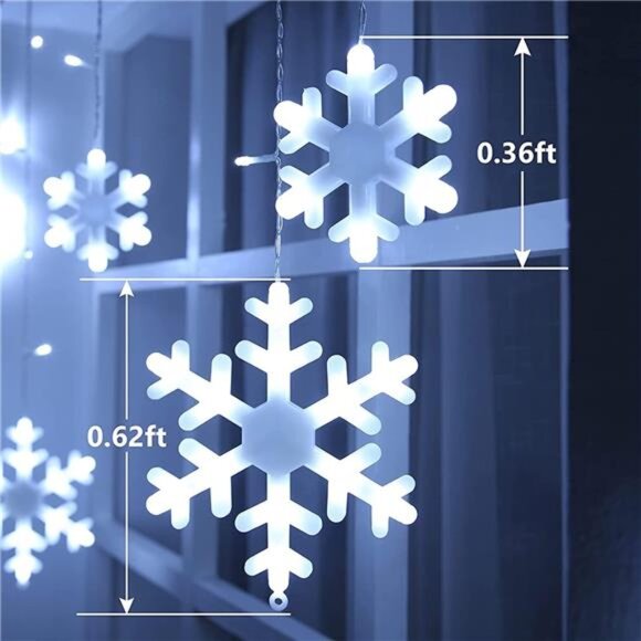 Christmas Snowflake Icicle Lights 264 LED, 17.22ft - Picture 4 of 7